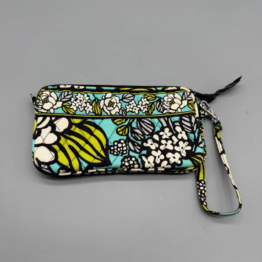 Vera Bradley‎ Provencal Floral Quilted Cotton Wristlet Wallet Blue Yellow White